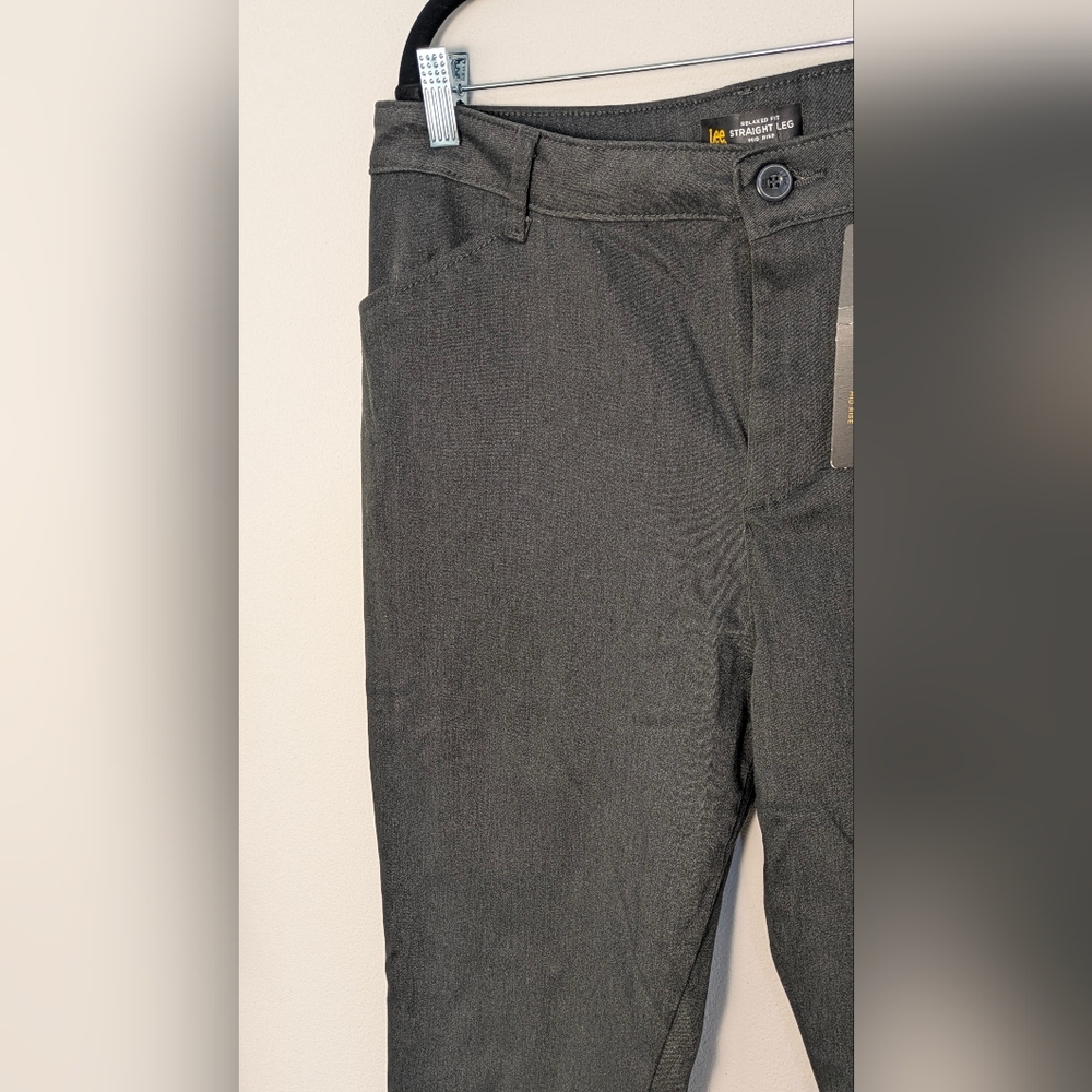 Women's Lee Mid Rise Relaxed Fit Straight Leg Cotton Blend Gray Pant Sz 12 Short - Picture 3 of 15
